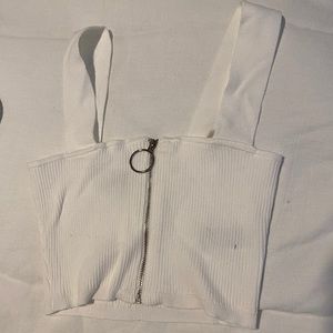 White zip up crop top
